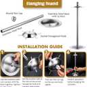 17Pcs Stainless Steel Kitchen Utensils Set - Metal Cooking Utensils Set with Rotatable Holder, Heat Resistant Stainless Steel Utensil Set with Spatula Set, Ladle, Skimmer, Spoons, Pasta Server