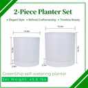 GreenShip Planter Set of 2 (9.8" & 7.8") – Cylinder Planters with Drainage Hole and Planter Saucer, Jun Porcelain Clay & Recycled Resin, Decorate Home,Office & Outdoor,White pots