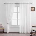 Non-See-Through White Privacy Semi Sheer Curtains that Let Light in 63 Inches Long Light Filtering Sheer Window Curtains Drapes for Living Room Bedroom 2 Panels Set White