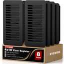 4x10 Floor Register, Plastic Floor Vent Covers Black 8 Pack, for Home Floor Sidewall Office or Ceiling Vent, Vent Covers for Home Floor, Black