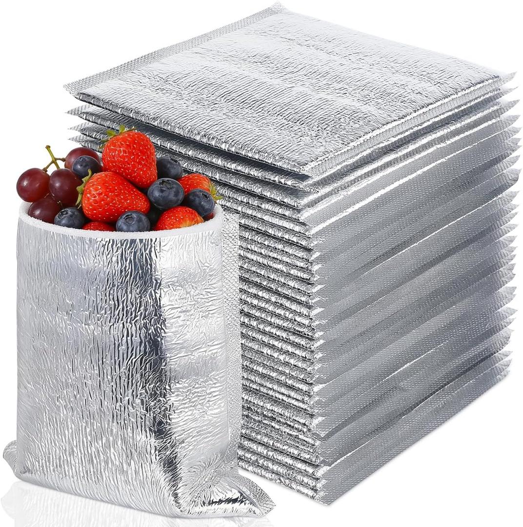 DOITOOL Reusable Insulation Bags 50PCS Insulated Shipping Thermal Box Liners Metalized Box Liners Waterproof Insulated Shipping Container for Camping Picnic (20x20CM), One Size