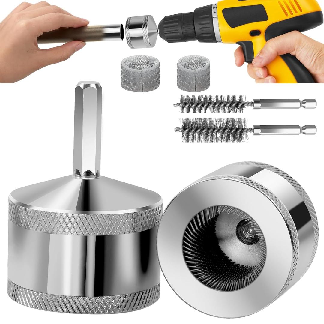 1/2" 3/4" Metal Copper Pipe Cleaner Set - with Replaceable Blades, Tube Cleaning Brush for Power Drill, Removing Stains and Paint from Copper Pipes and Various Metal Pipes