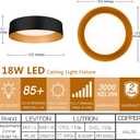 Bargeni Flush Mount Ceiling Light,12.5 inch LED Ceiling Light Fixture,Matte Black with Gold Inside,3000K/Warm White/18W(100w Equiv.),Dimmable Outdoor Lighting Fixtures Ceiling for Bedroom and Hallway, 12.5 Inch-1 Pack