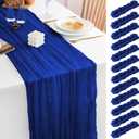 12 Pack Royal Blue Table Runner 17x108 Inch Royal Blue Cheesecloth Table Runner Semi Gauze Table Runners Rustic Sheer Fabric Cheese Cloth Table Runners for Wedding Party Birthday Baby Bridal Shower