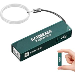 ACEBEAM Keylite 500 High Lumens Keychain Flashlight Rechargeable, Ultra-Compact Flat Pocket EDC Flashlight with Dual LEDs, 6 Modes, Type-C Charging, Small MINI Flash Light for Emergency, Home, Outdoor (Teal)