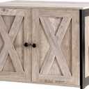 Dwanton Litter Box Enclosure, Cat Litter Box Furniture Hidden, Reversible Entrance Can Be on Left or Right Side, Wooden Cat Washroom Indoor, Greige, 27.6 Inches