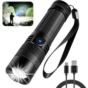 Yanfoam Rechargeable Flashlights High Lumens - 1200LM Small Powerful Tactical Flashlight with 5 Modes, High Powered Zoomable LED Flash Light for Camping, Outdoor, Hiking, Home, Emergencies