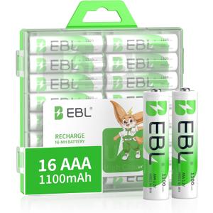 EBL Rechargeable AAA Batteries (16-Counts) Ready2Charge 1100mAh 1.2V Ni-MH Battery