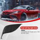 FZJDSD Matte Black Front Bumper Left Driver Fog Light Cover Bezel 8148206190 Compatible with Toyota Camry XSE SE 2021-2023
