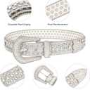 Studded Rhinestone Belts Men Women Fashionable Sparkly Diamond Belt Shiny Crystals Inlaid Design Leather Belt Christmas Gift (Silver, XL)