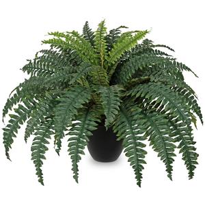 Hollyone Artificial Large Fern Boston Potted Plant for Outdoors & Indoor 25.5inch Faux Fake Fern Bush Plant in Pot for Patio Garden Farmhouse Windowsill Entrance Porch Office Living Room Home Decor