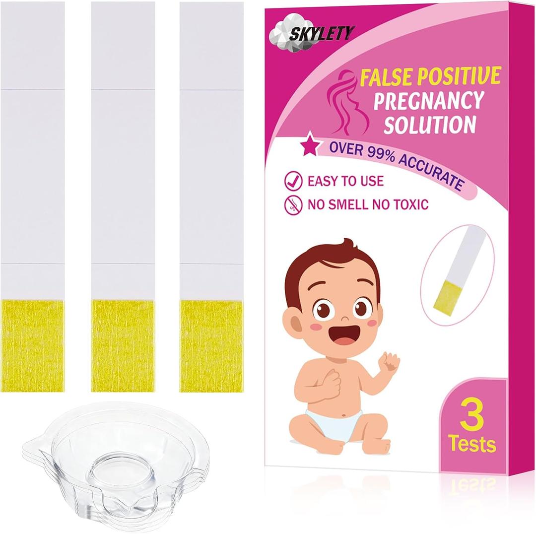 Skylety 3 Pcs Prank False Positive Pregnancy Solution Fake Any Pregnancy Test to Be Positive Including 3 Small Urine Cups for April Fool's Day