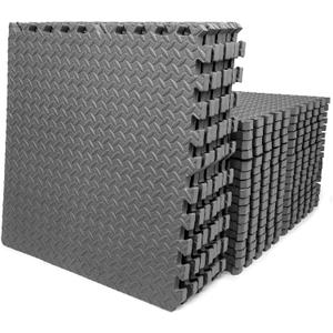 Puzzle Exercise Mat 3/4 Inch Thick, Foam Interlocking Floor Mats 24 X 24 Inch Tiles, Eva Foam Flooring for Home Gym, Fitness Garage, Exercise Equipment Mat 96 Sq. Ft, Black