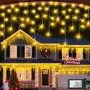 670 LED 66ft Christmas Lights with 148 Drops, 12 Lighting Modes Warm White Christmas Decoration Twinkling Lights Dimmable, Timer Outdoor Waterproof Fairy Lights for Indoor Garden House Eaves Roof
