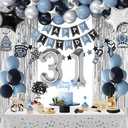31st Birthday Decorations, Dusty Blue 31 Birthday Decorations for Men Women, Blue Sliver Black Birthday Party Decor with Happy Birthday Banner, Number Balloons, Foil Balloons, Swirl