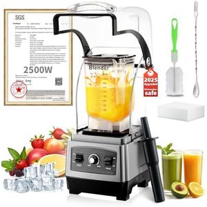 2025 Upgrade Commercial Blender【2500W German Super Motor】【Dishwasher Safe 】【6-Piece Japanese Blades 】3-Second Quick Ice Crushing,Quiet Blender for Juices and Smoothies