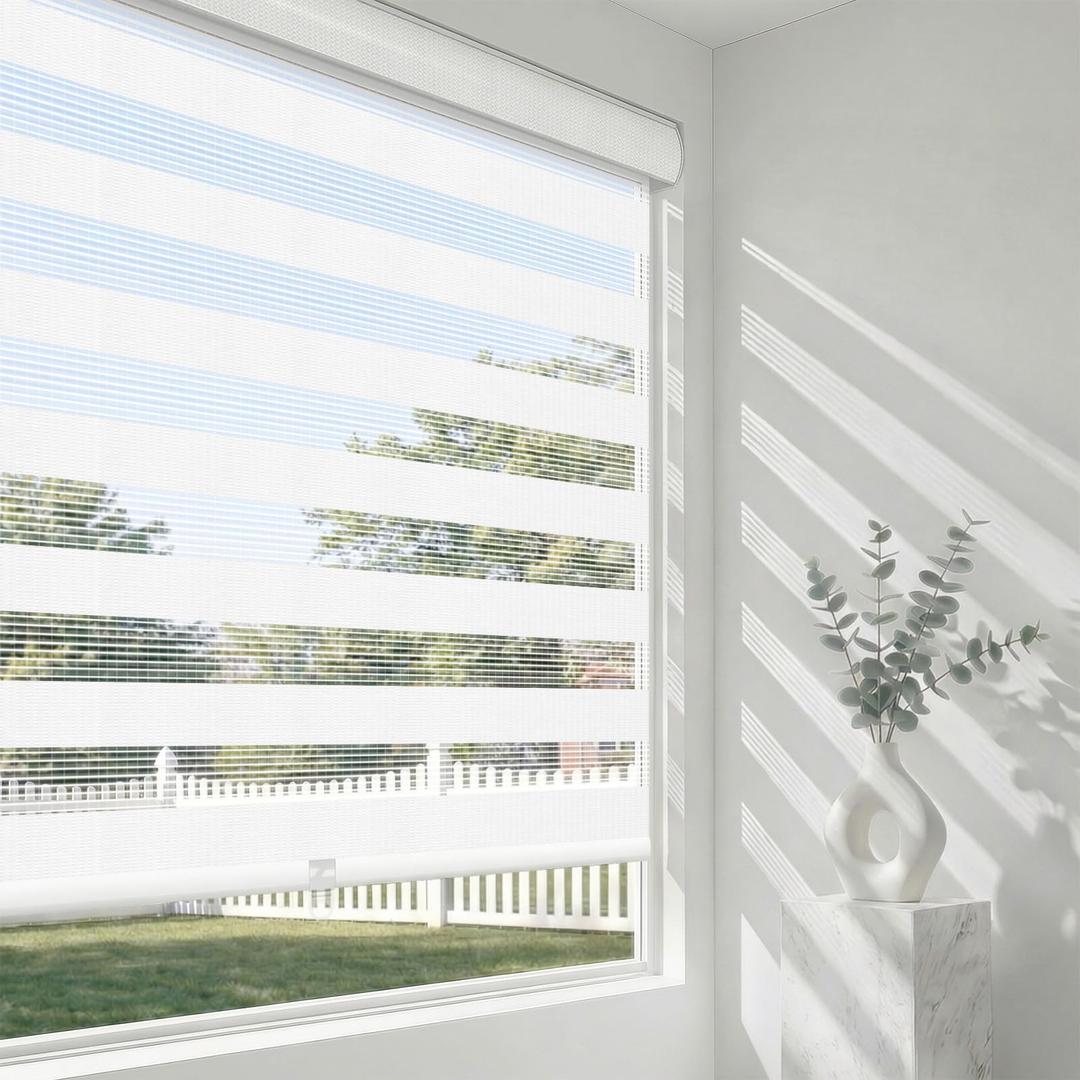 Artpuch Cordless Zebra Blinds for Windows,34" W X 64" H White Window Shades