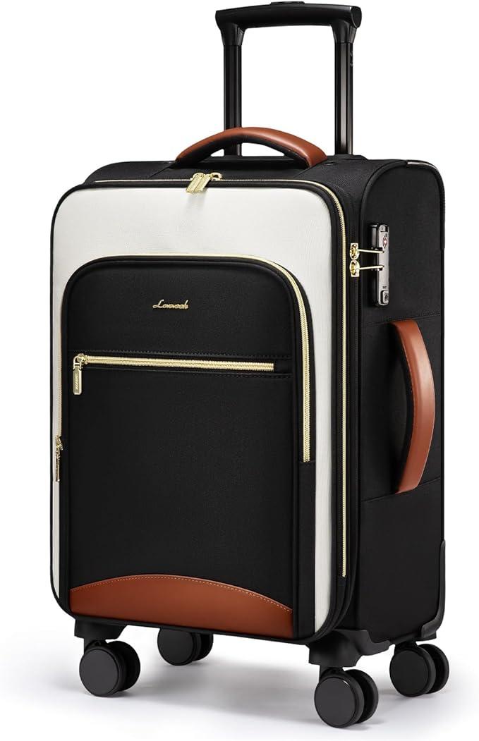 LOVEVOOK Carry On Luggage 22x14x9 Airline Approved,20 Inch Carry-on Suitcase for Women,Softside Suitcases with Wheels,Rolling Checked Luggage with TSA Lock,Lightweight Travel