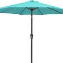 MEWAY 9ft Patio Umbrella Outdoor Table Umbrellas with Push Button Tilt and Crank, Market Umbrella 8 Sturdy Ribs for Deck, Garden, Pool and Backyard, Teal