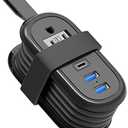BEVA Travel Power Strip with USB C Ports, 4FT Extension Cord, 2 Outlets, 3 USB Ports, Cruise Ship Essentials (3.4A Charge, Black)