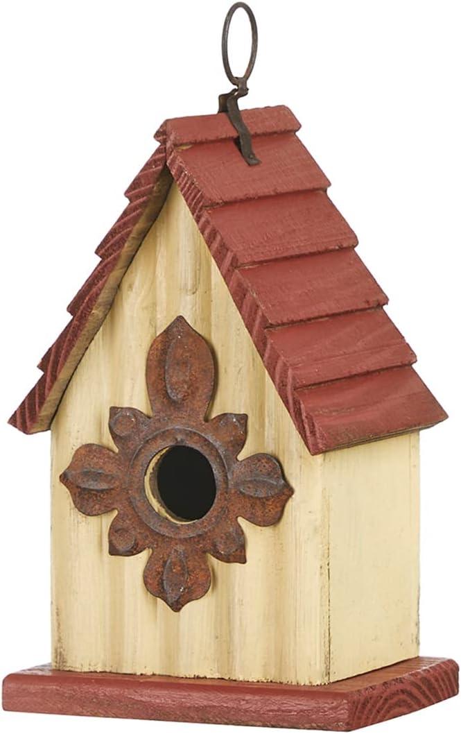 Glitzhome Bird Houses for Outside, Wooden Bird House Hanging Garden Birdhouse for Outdoors, Rustic Bird House for Bluebird Cedar Wren Chickadee Sparrow Bird Nest Box for Garden Patio -9" H