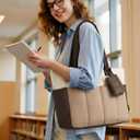 LOVEVOOK Puffer Tote Bag for Women Quilted Work Tote Handbags with Zipper 15.6 inch Teacher Nurse Bags for Office