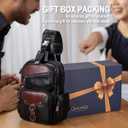 CENUNCO Genuine Leather Sling Bag Crossbody Shoulder Backpack, Black