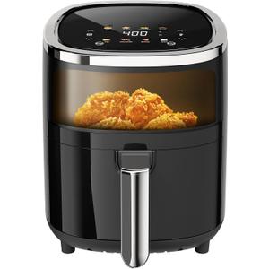 Compact Air Fryer, 9-in-1 with Smart Digital Color TouchScreen Air Fryers, View Window, Air Fry, Roast, Bake,Reheat, Dehydrate, 12 Presets,Dishwasher Safe Basket & Less Oil Nonstick,4.2QT