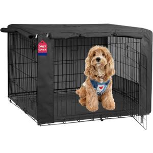 HiCaptain Breathable Dog Crate Cover 36 Inch, Durable Heavy Duty Kennel Cover, Dual Zippered Panels, Windproof, Waterproof UV-Resistant(Black)