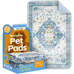 Washable Pee Pads for Dogs 2 Pack Reusable Puppy Training Pads 24"x18" Super Absorbent Waterproof Dog Training Pads, Non-Slip Potty Pads Whelping Pads Litter Mat Pet Supplies Blue