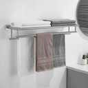 Towel Rack with Shelf 32 Inch Double Towel Racks for Bathroom Brushed Nickel Bath Towel Holder SUS304 Stainless Steel Towel Rack Wall Mounted Modern Towel Hanger
