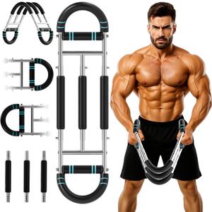 Twister Arm Trainer, Dual Triple-Spring, 30- 180 lb Adjustable, Chest Arm Shoulder Workout Equipment, Portable Detachable Arm Twister Exerciser for Men, Chest Expander for Gym Home Fitness Blue