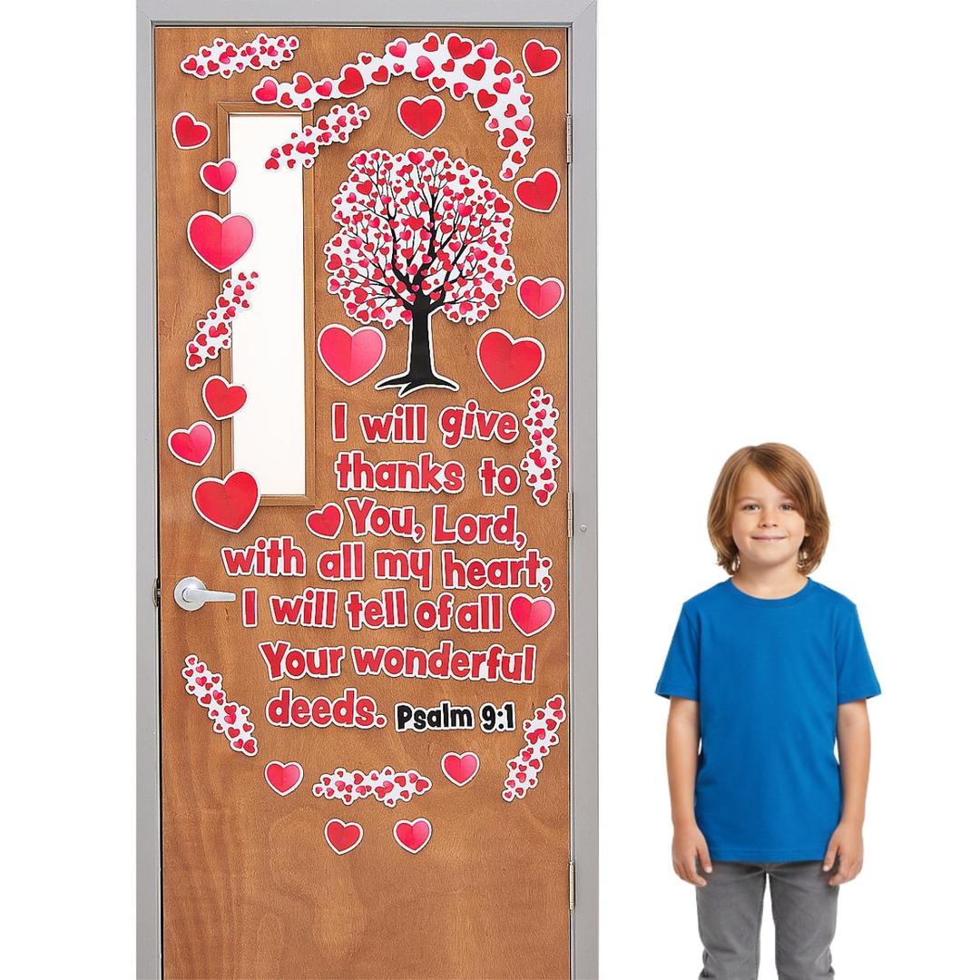 Fun Express Religious Heart with Verse Classroom Door Decorating Set - 48 Pieces