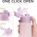 TakeToday Collapsible Water Bottles 21oz (600mL), Foldable Platinum Silicone Travel Water Bottle with Straw & Carry Strap, Leak-Resistant Screw Lid, Wide Mouth, BPA-Free for Hiking, Camping, Travel
