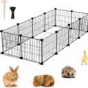 BUCATSTATE 12 Panels Guinea Pig Playpen, Rabbit Playpen Indoor, 56" L x 24" W x 12" H Small Animal Playpen with Door for Guinea Pigs, Bunny, Hedgehogs, Chinchillas