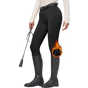 Willit Women's Fleece Riding Breeches Winter Horse Riding Pants Tights Equestrian Thermal Schooling Tights (Medium, Black)