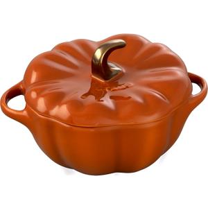 STAUB Ceramic 0.75-qt Petite Pumpkin, Oven & Stove Safe up to 572F, Pumpkin Dish, Baking Candy Burnt Orange