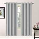 Yakamok Soft Room Darkening Light Gray Blackout Curtains Thermal Insulated Grommet Curtain Panels for Bedroom, 52W x 63L,Light Grey, 2 Panels