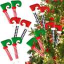 Aoriher 6 Pairs 18 Inch Elf Legs Christmas Tree Decorations Stuffed Elf Feet Picks Ornaments Christmas Tree Topper with Fixed Wire for Xmas Holiday Decor(Red Green, Black White Plaid)