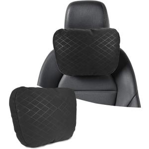 Suede Car Neck Pillow for Tesla 3 Highland Model Y Juniper 2025 2026 with Adjustable Elastic Strap Soft Vehicle Seat Headrest Cushion, Auto Neck Support,Tesla Interior Accessories1 Piece