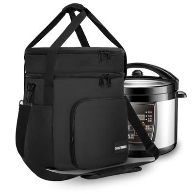 HOMEST 2 Compartments Carry Bag for 8 Quart Instant Pot, Pressure Cooker Travel Tote Have Accessory Pockets for Spoon, Measuring Cup, Steam Rack, Insulated Carrier with Easy to Clean Lining, Grey