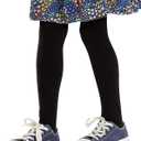 COTTON DAY Kids Girls School Dress Cotton Tights Black White Navy Blue Burgundy (12, Black 1 Pack)