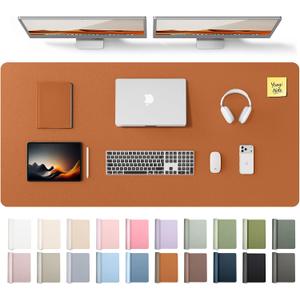 YSAGi Leather Desk Pad Protector, Office Desk Mat, Large Mouse Pad, Non-Slip PU Leather Desk Blotter, Laptop Desk Pad, Waterproof Desk Writing Pad for Office and Home (Brown,55" x 24")