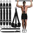 TB3C Pull Up Assistance Bands, Adjustable Heavy Duty Resistance Band for Pull Up Bar with 4 Assist Bands, Dual Footrests, Resistance Bands for Ｗorking Out, Strength Training, Home Gym(Black)
