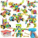 199PCS Building Blocks STEM Toys for 3 4 5 6 7 8+ Year Old Boy Girl Birthday Gifts Preschool Educational Building Toys for Kids Ages 3-5 4-8 5-7 6-8 Erector Sets Stem Kits Activities Creative Games