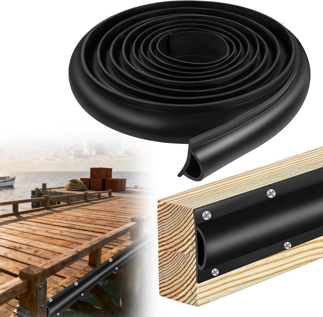 Boat Dock Bumpers, 13 Feet/26 Feet Dock Edging Guard for Piling and Pier Rub Rail for Boats Protection Black Dock Fender Bumper Includes Mounting Screws