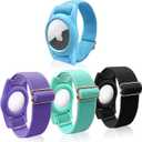 ThingsBag 4 Pack Kids Bracelet for AirTag, Holder with Adjustable Stretchy Nylon Watch Band, Anti-Lost for Apple Air Tag Case Loop for Child, Toddler, Wallet, AirTag Wristband Kids (Colorful) (Multi-Colored)