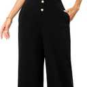 CHERFLY Jumpsuits for Women 2025 Summer Loose Overalls Sleeveless V-Neck Halter Wide Leg Pants with Pockets One Piece Outfits (Small, Jet Black)