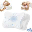 Releep Adjustable Neck Pillow, Cooling Ergonomic Side Sleeper Pillow, Contour Neck Support Pillow, Memory Foam Bed Pillow for Back Stomach Sleeper, White