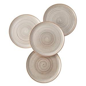 Corona 4 plates Set | Gray Caoba 11.1in | Service for 4|Ceramic| Hand Painted| Set 4 platos Pandos|Cerámica